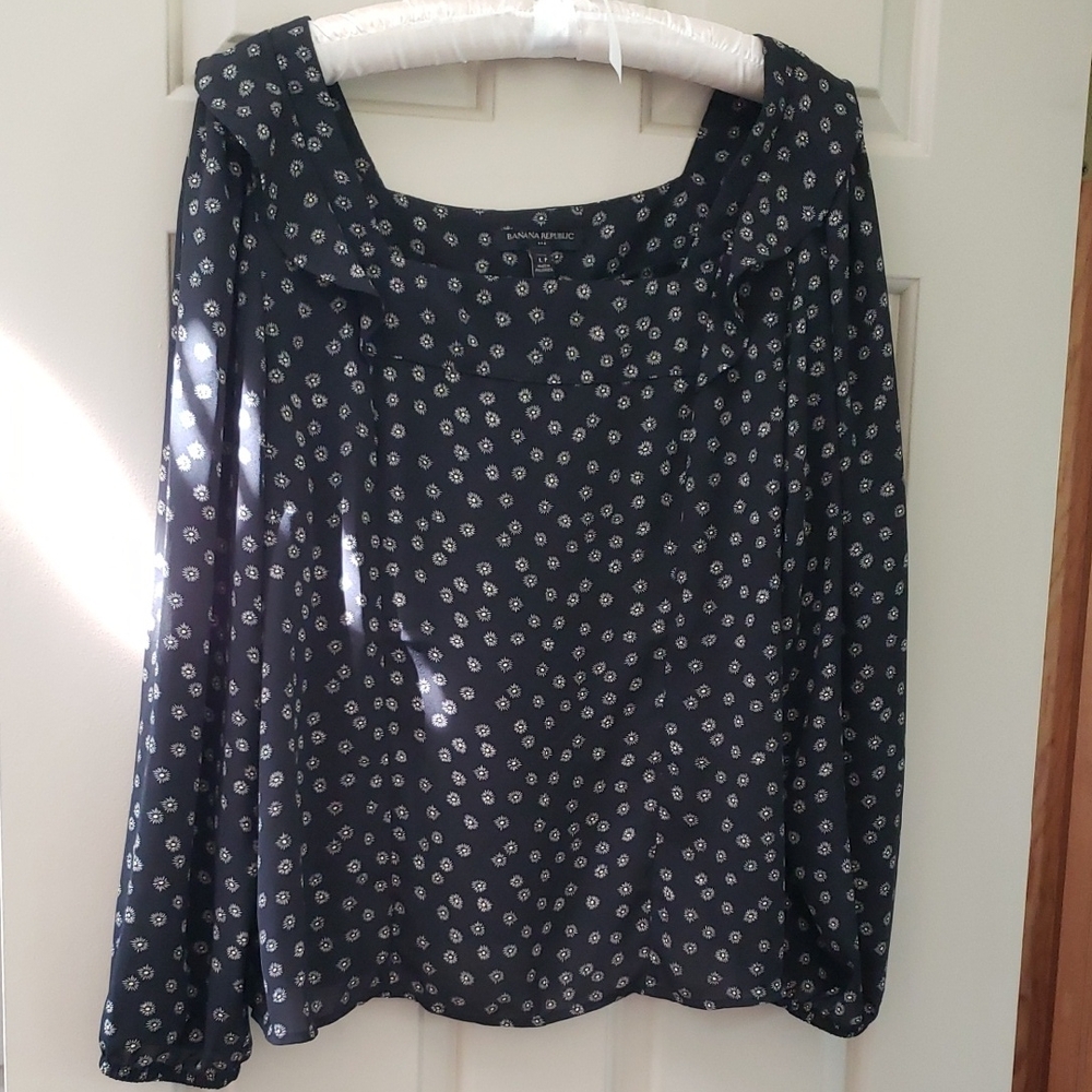 Banana Republic Dark Blue Patterned Blouse
